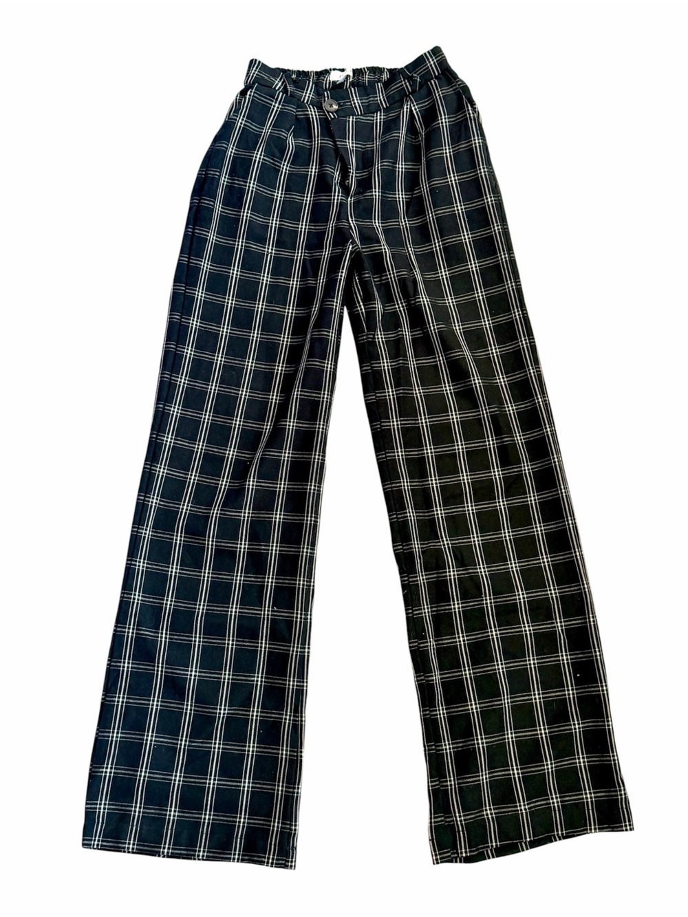 Jolt Black and White Plaid Wide Leg Women’s Trousers Size XS